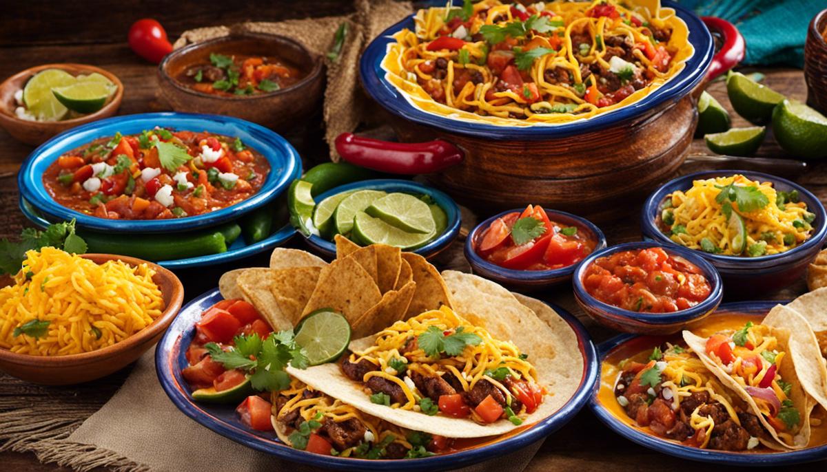 A vibrant image showcasing the colorful and flavorful Mexican dishes served at Old Town Mexican Cafe.