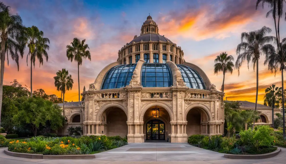 Exterior view of the San Diego Natural History Museum, showcasing its architectural beauty and location in Balboa Park.