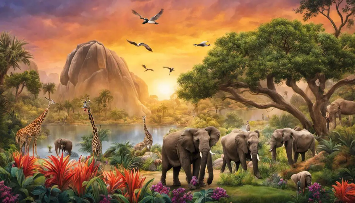An image of the San Diego Zoo showcasing its diverse wildlife and beautiful surroundings